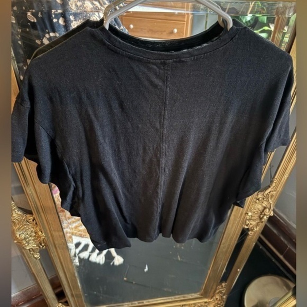 Banana Republic Linen Short Sleeve Cropped Top Charcoal Gray Size L - Picture 4 of 4
